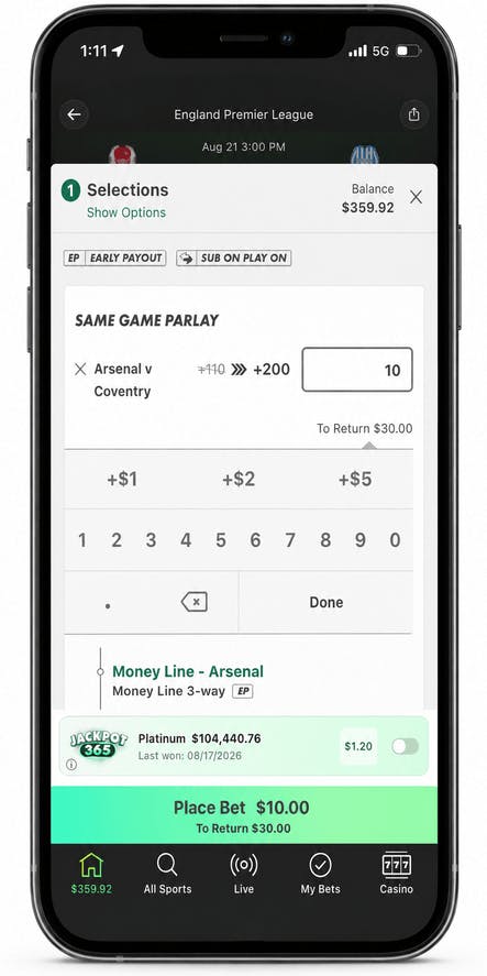 bet365 Arsenal boost